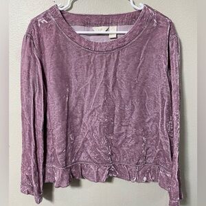 J Jill Crushed Velvet blouse/top, Dusty Pink, Size M Petite